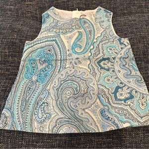 Chickeeduck Paisley Print Cotton Sleeveless Dress White  Blue